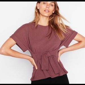 2/15 Cuffed sleeve waist tie express T-shirt